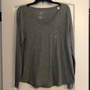 Sonoma Top Women's Size Large Gray Long Sleeves V Neck